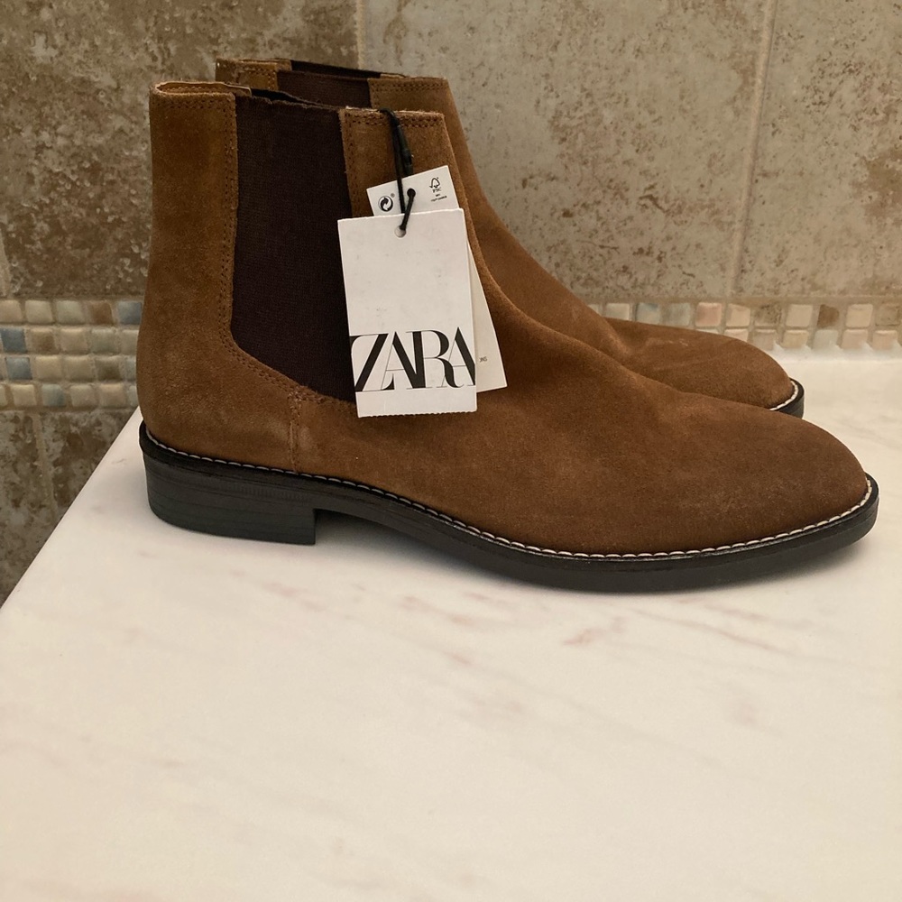Zara suede leather Chelsea boots
